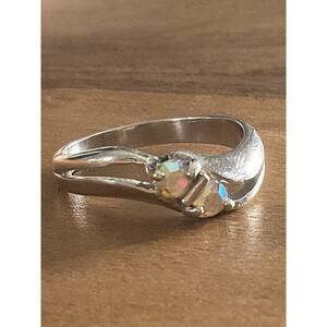 Sterling 925 Signed LS Louis Stern Aurora Borealis Austrian Crystal SZ 7 Ring